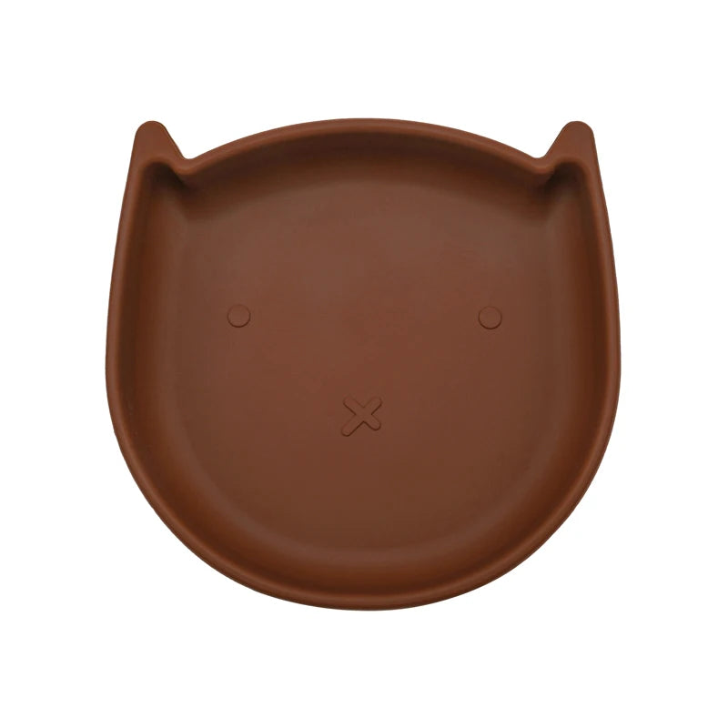 Silicone Cookware Cartoon Animal Feeding Solid Food Baby Dishes Plate Toddle Training Non-slip Suction Tray Children's Tableware