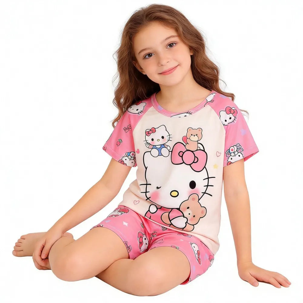 Hello Kitty Girls Summer Pajamas Set for Ages 3 to 12