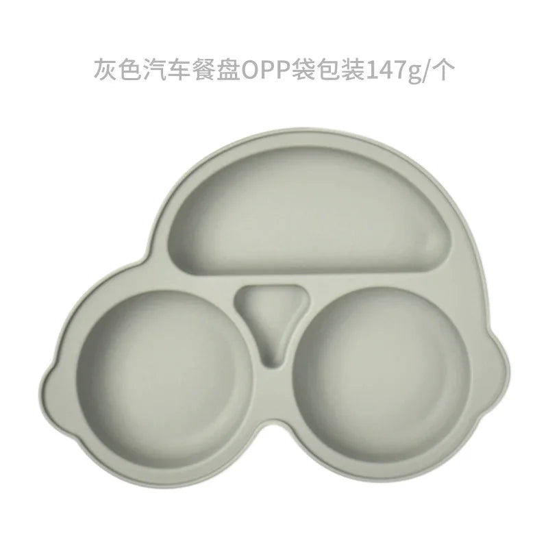 Baby Safe Sucker Silicone Dining Plate Solid Cute Cartoon Children Dishes Suction Toddler Training Tableware Kids Feeding Bowls