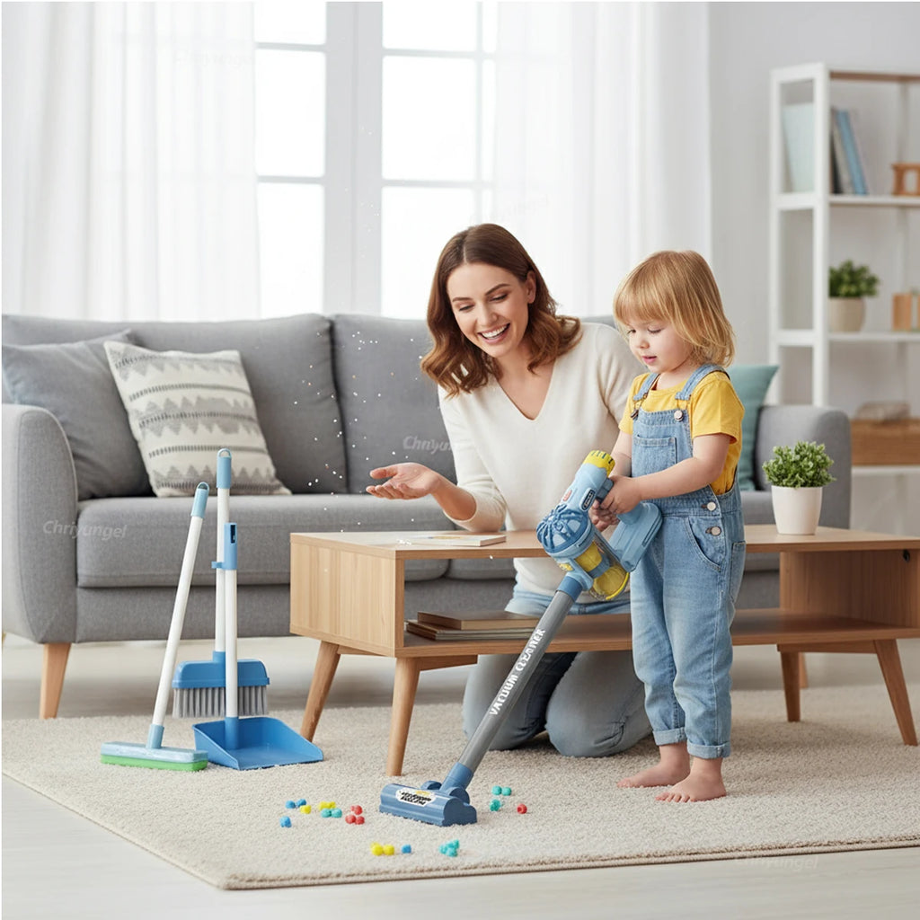 Kids Simulation Electric Vacuum Cleaner Toy Set Housekeeping Role Play Educational Toys for Toddlers Perfect Gift for Girls Boys