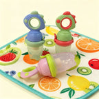 Cute animal rotating and pressing baby food dispenser, infant and toddler baby food pacifier, food-grade silicone fruit feeder,