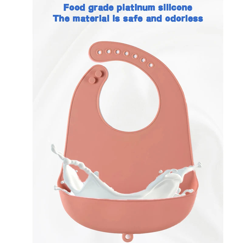 1/2pcs Food Grade Silicone Baby Eating Bibs Easy to Clean Baby Bibs Drool Towels Waterproof Children Silicone Drool Bibs