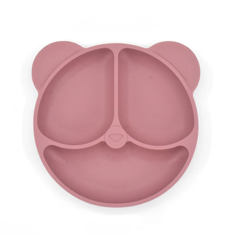 Baby Safe Sucker Silicone Dining Plate Solid Cute Cartoon Children Dishes Suction Toddler Training Tableware Kids Feeding Bowls