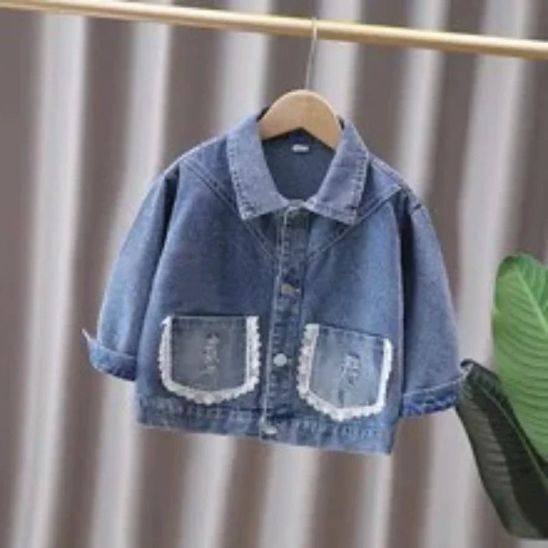 Denim Jacket for Girls Spring Casual Outerwear 7-12Y
