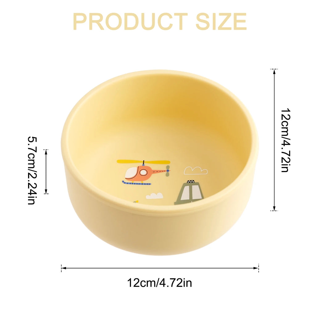 1PCS Baby Weaning Bowl Silicone Cartoon Pattern BPA Free Non Toxic Dishwasher Safe Food Feeding Container Tableware Baby Stuff