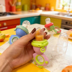 Cute animal rotating and pressing baby food dispenser, infant and toddler baby food pacifier, food-grade silicone fruit feeder,