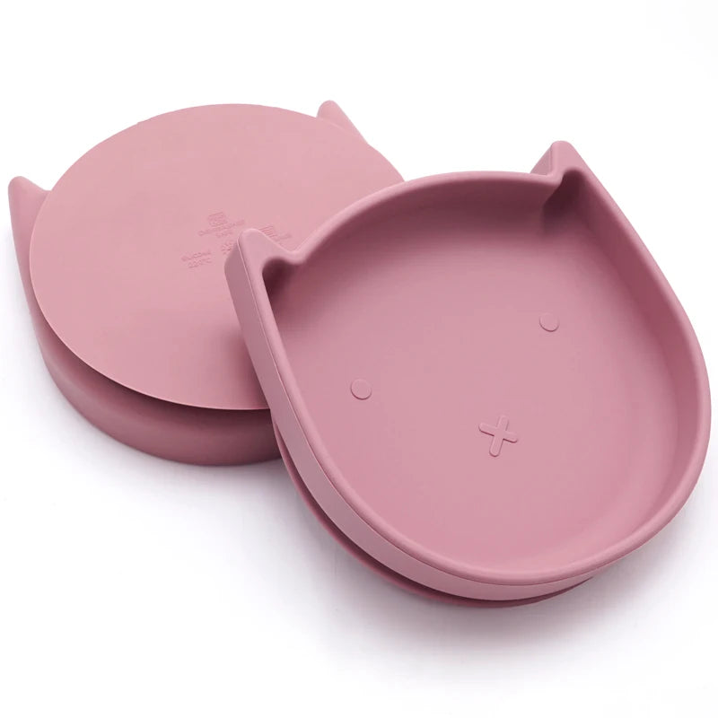 Silicone Cookware Cartoon Animal Feeding Solid Food Baby Dishes Plate Toddle Training Non-slip Suction Tray Children's Tableware