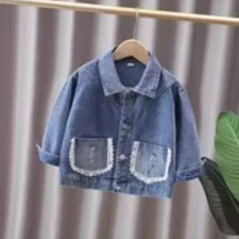 Denim Jacket for Girls Spring Casual Outerwear 7-12Y