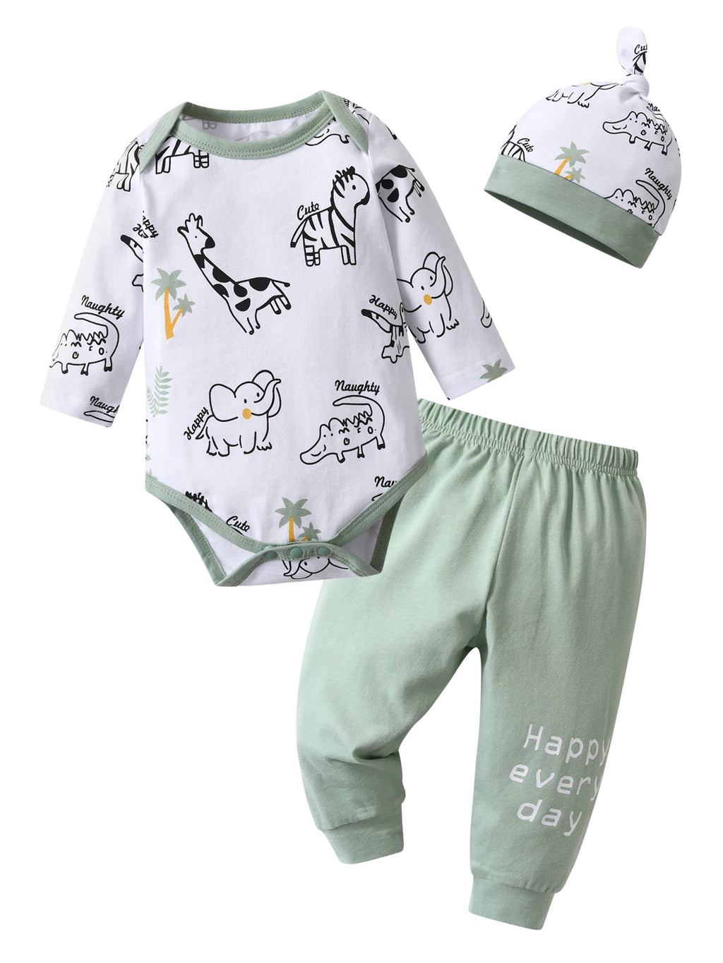Newborn Baby Boy Spring Autumn Clothes Set Animal Printed Long Sleeve Romper Bodysuit Top infant Pants with Hat Clothing for Boy