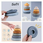 Baby Silicone Building Blocks Montessori Toys for Babies Squeeze Stacker & Teething Toys Early Learning Toy Toddler Boys Girls